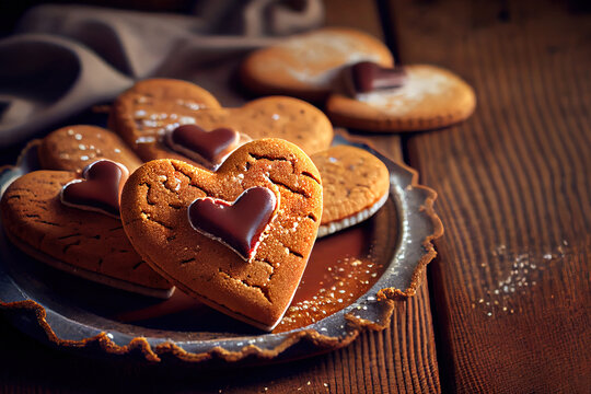 Sweet Valentines Day heart shaped cookies