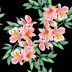 Modern floral seamless pattern. Digital drawn illustration. Can be used as textile fabric or wallpaper, cards, invitations, decorative paper