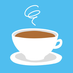 Cup of coffee. Vector illustration in cartoon flat style isolated on blue background