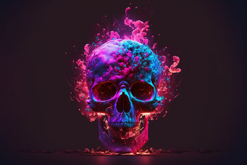 Satanic Skull In Flames In The Darkness, generative ai.