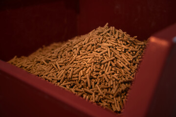 Wood Pellets toilet. Wooden compressed pellet cylindric rolls with diameters of 6mm are used for...