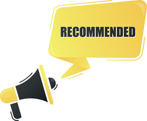 Megaphone recommended with on yellow background. Megaphone banner. Web design.