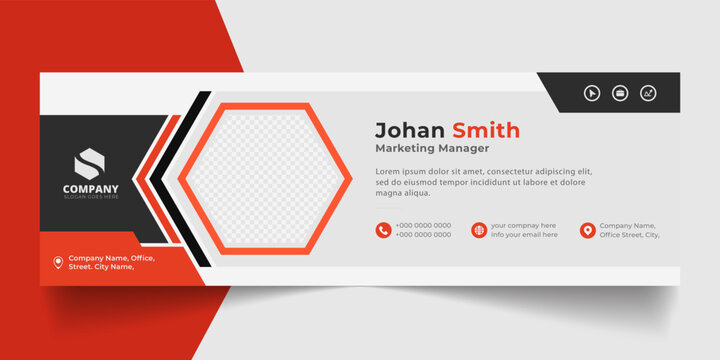 Corporate Email signature modern template design. Emailers personal business minimalist personal web social media banner.	 - Powered by Adobe