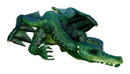 3D Rendering Fairy Tale Dragon on White