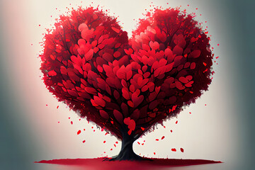 Happy valentines Red love tree heart shaped tree