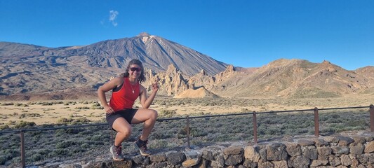 Woman in front of El Teide vulcano, Tenerife, Spain