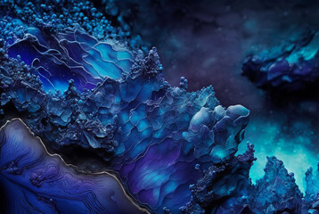 Fototapeta na wymiar abstract fantasy 3D indigo and navy blue alcohol ink texture background,genrative ai.