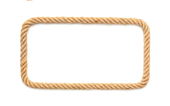 Brown western rope in a rectangle frame shape on white background
