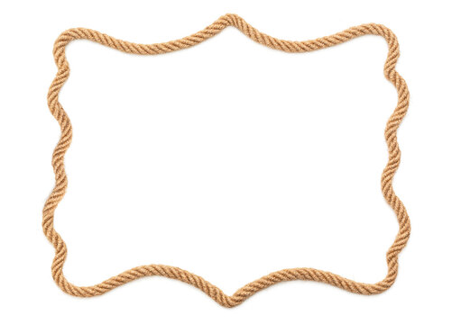 Rope frame on white background, Vintage cowboy ranch concept