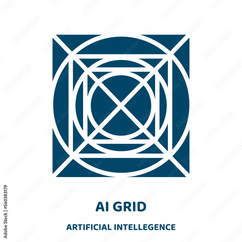 Poster ai grid vector icon from artificial intellegence and future technology collection. data filled flat 