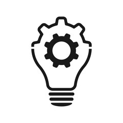 Lamp and Cogwheel - An innovative lamp and gear. Web design. Illustration