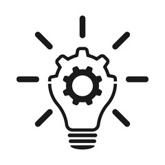 Lamp and Cogwheel - An innovative lamp and gear. Web design. Illustration