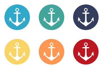 Anchor icons set. Illustration in a flat style
