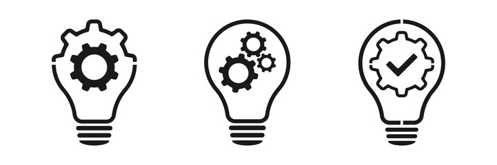 Lamp and Cogwheel - An innovative lamp and gear. Web design. Illustration