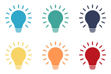 Lamp icons set. Idea lamp icon collection. Flat style - stock vector
