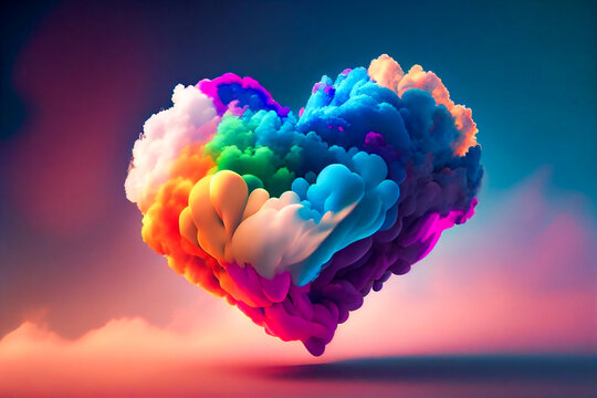 Rainbow Heart Cloud. Generative AI.