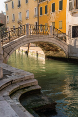 Closeup detail of a beautiful old bridge in Venice, Italy