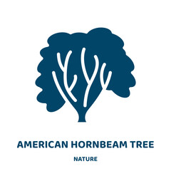 american hornbeam tree vector icon from nature collection. forest filled flat symbol for mobile concept and web design. Black pine glyph icon. Isolated sign, logo illustration. Vector graphics.