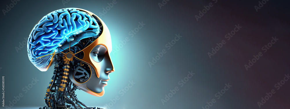 Poster artificial intelligence. ai learning and artificial intelligence concept. business, modern technolog