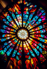 Stained Glass Window.  Generative AI.