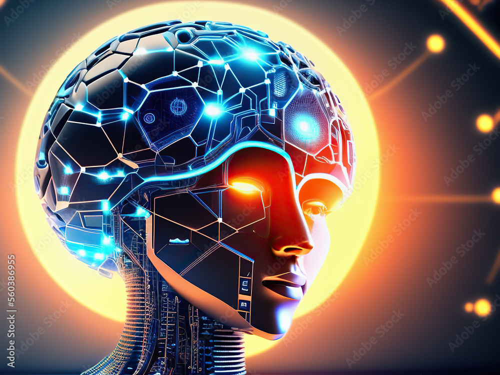 Poster artificial intelligence. ai learning and artificial intelligence concept. business, modern technolog