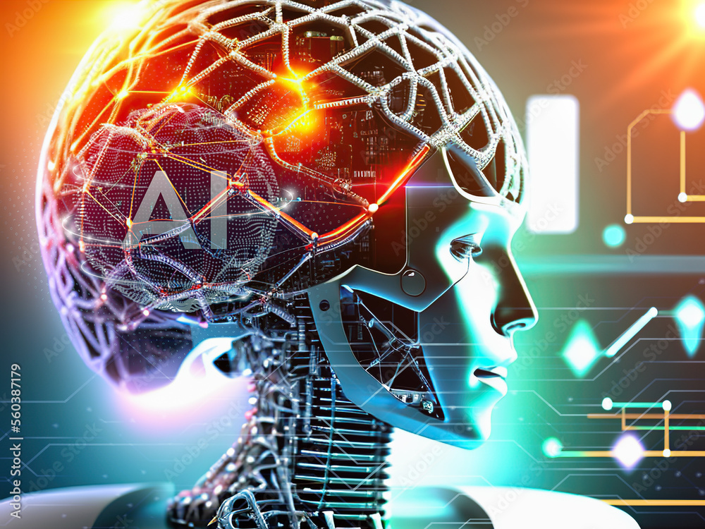 Poster artificial intelligence. ai learning and artificial intelligence concept. business, modern technolog