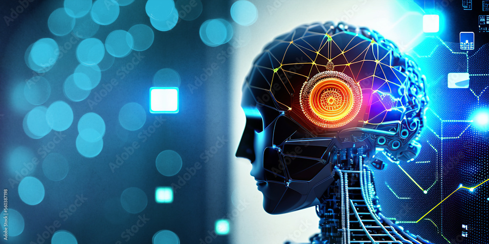 Poster artificial intelligence. ai learning and artificial intelligence concept. business, modern technolog