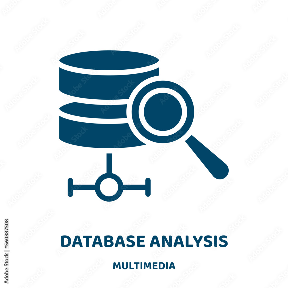 Poster database analysis vector icon from multimedia collection. data filled flat symbol for mobile concept