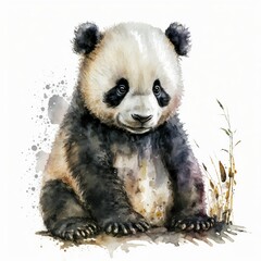 portrait of lovely baby animal, watercolor, ai generated panda