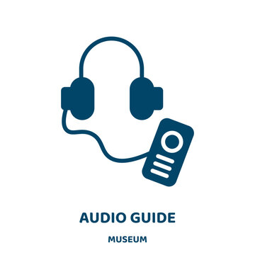 audio guide vector icon from museum collection. education filled flat symbol for mobile concept and web design. Black headphones glyph icon. Isolated sign, logo illustration. Vector graphics.