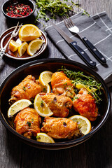 roast chicken thighs with lemon, thyme and spices