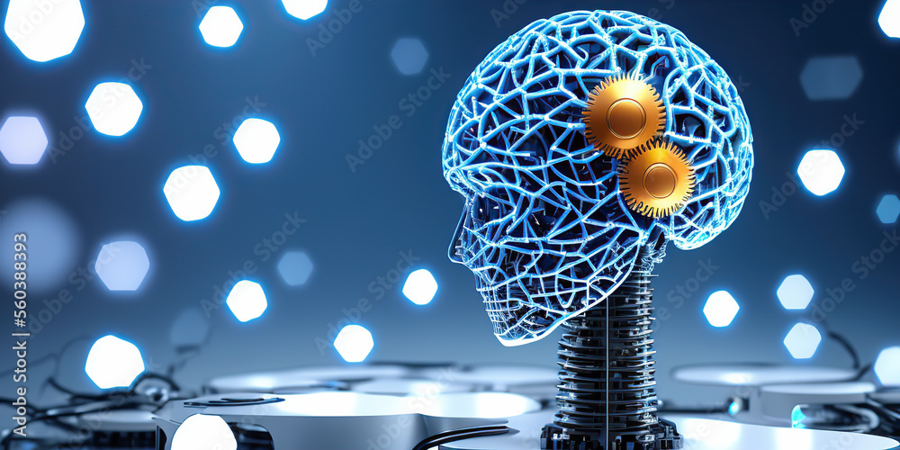 Poster artificial intelligence. ai learning and artificial intelligence concept. business, modern technolog