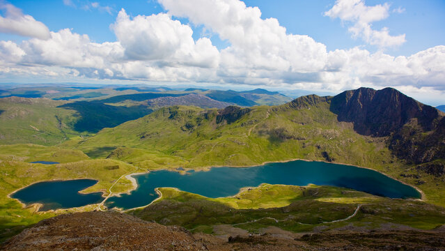 the lake Llyn Llydaw at Snowdonia national park in north Wales