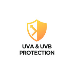 Ultraviolet protection, radiation sign. Sun danger and sunblock cream solution icon logo  label. Vector EPS 10