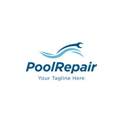 Swimming pool service and design logo. Vector illustration