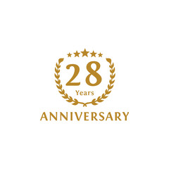 Fototapeta premium Twenty eight years anniversary celebration logotype. 28th anniversary logo. Vector illustratio