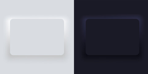 Realistic paper card mockup. Credit cards blank template. Presentation frames with shadow isolated on white and black background. Vector illustration.