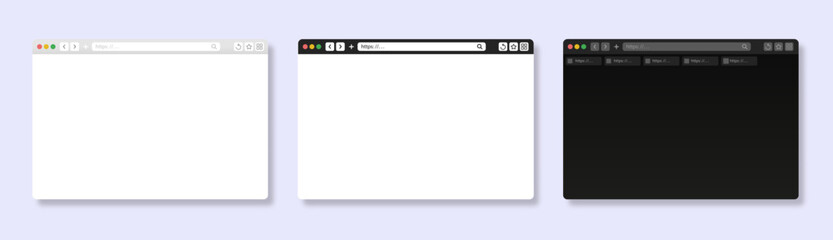 Browser window interface. Web page template. Ui design wireframe. Mockup desktop computer screen in website page. Vector illustration.  - obrazy, fototapety, plakaty