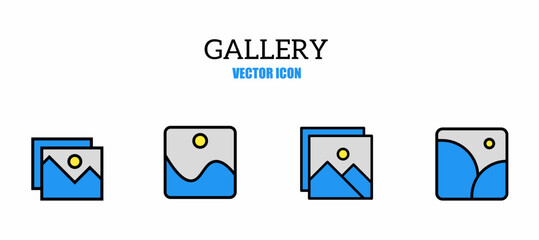 Gallery icon symbol template set. Stock vector illustration.