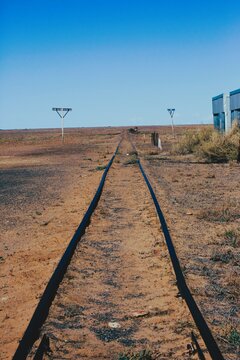 railroad tracks in the desert