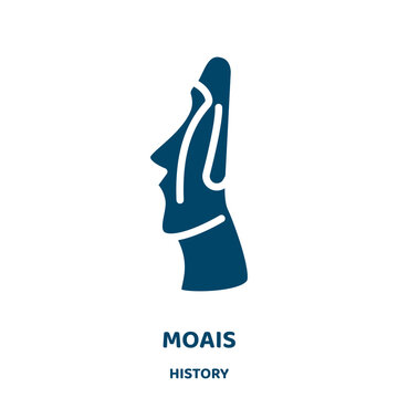 moais vector icon from history collection. moai filled flat symbol for mobile concept and web design. Black landmark glyph icon. Isolated sign, logo illustration. Vector graphics.