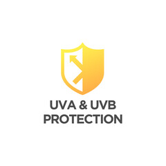 Ultraviolet protection, radiation sign. Sun danger and sunblock cream solution icon logo  label. Vector EPS 10