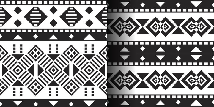 Set of Mexican, African seamless patterns. Ethnic design wallpaper, fabric, cover, textile, rug, blanket.