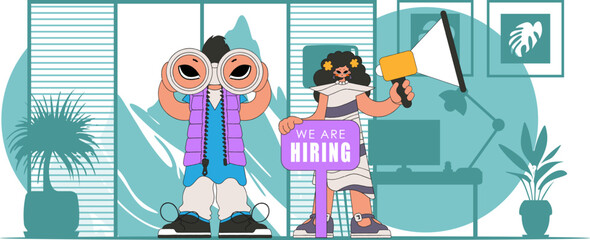 The girl and the guy are specialists. Human resource and personnel attraction.