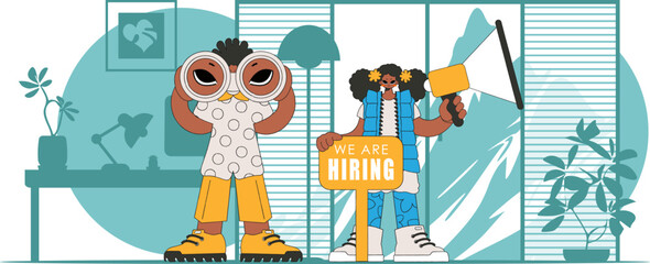 The girl and the guy are employees in the area of attracting and searching for personnel.