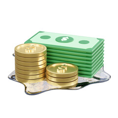 liquid money assets 3d illustration