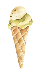 Watercolor ice cream clipart. Digital food illustration. Summer food.