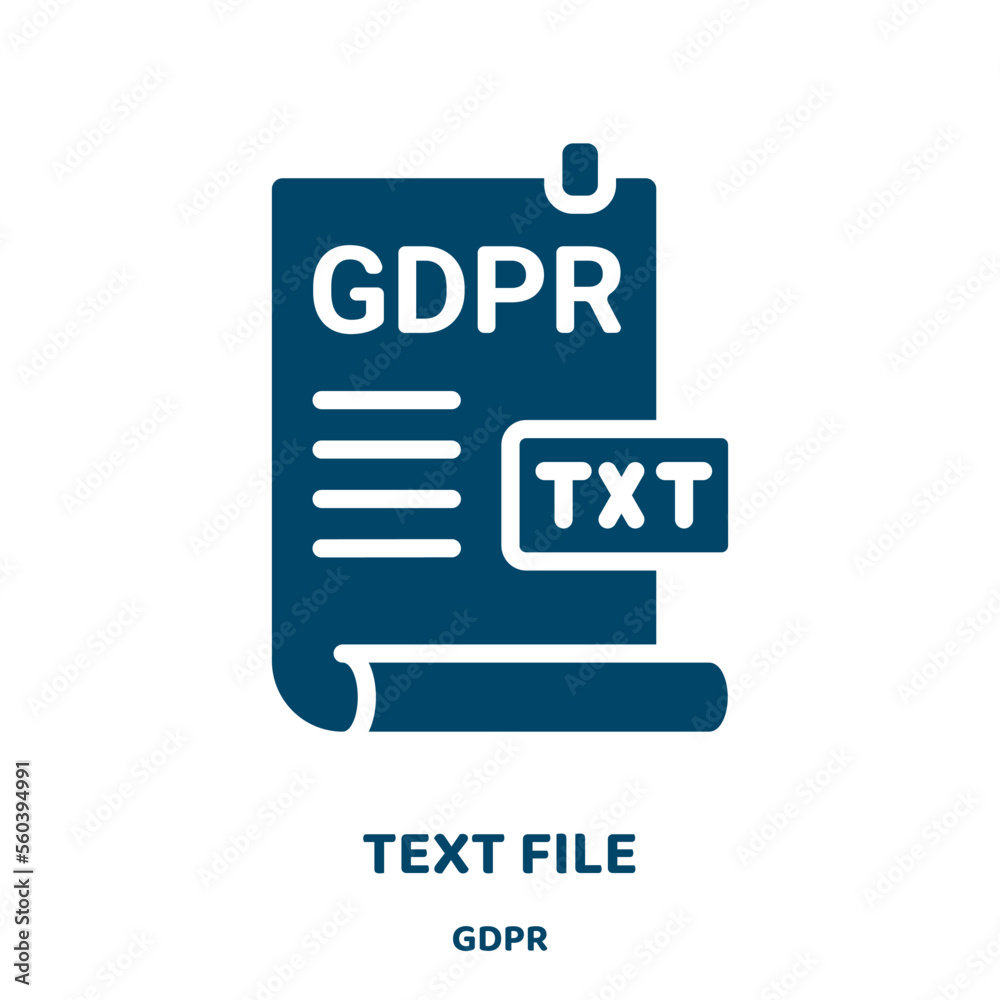 Poster text file vector icon from gdpr collection. text filled flat symbol for mobile concept and web desig