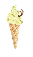 Watercolor ice cream clipart. Digital food illustration. Summer food.