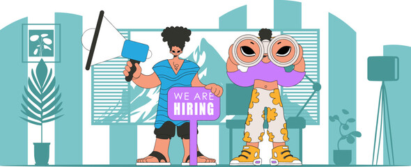 Fototapeta premium The girl and the guy are HR specialists. Human resource and recruitment.